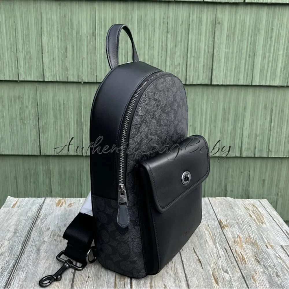 Coach Turnlock Sling Pack Bag Backpack Black